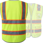 JKSafety 9 Pockets Hi-Vis Neon Yellow Color Zipper Front Safety Vest - Image 2