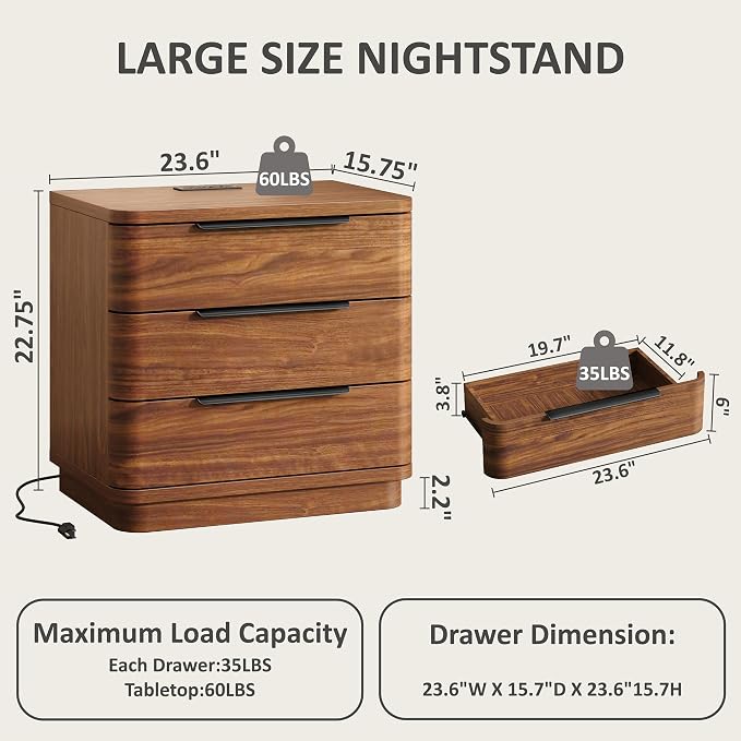 Nightstands Set of 2, Bedside Table - Image 2