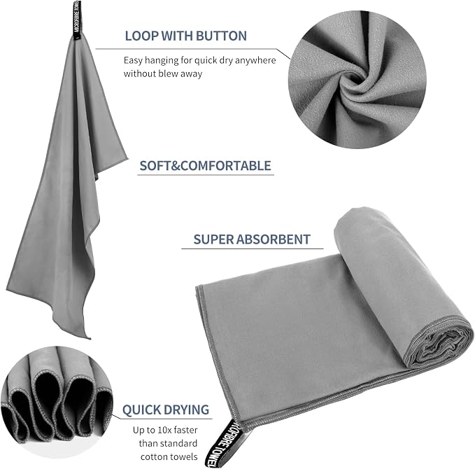 Microfiber Travel Towel, Soft Lightweight Quick Dry Towel, Super Absorbent - Image 5
