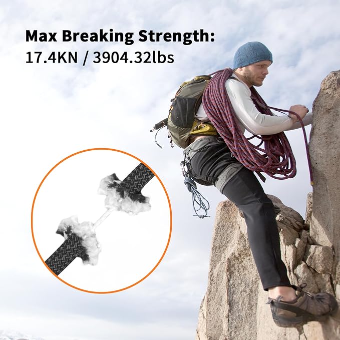 AOLEBA 8.5mm Static Climbing Rope, Outdoor Rock Climbing Ropes, Heavy Duty - Image 4
