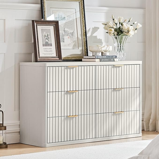 LEYAOYAO Fluted Dressers & Nightstand Set of 4, Wood 48" Wide Dresser & 42" - Image 5