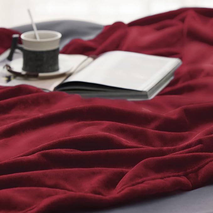 Bedsure GentleSoft Fleece Blankets King Size Burgundy - Image 4