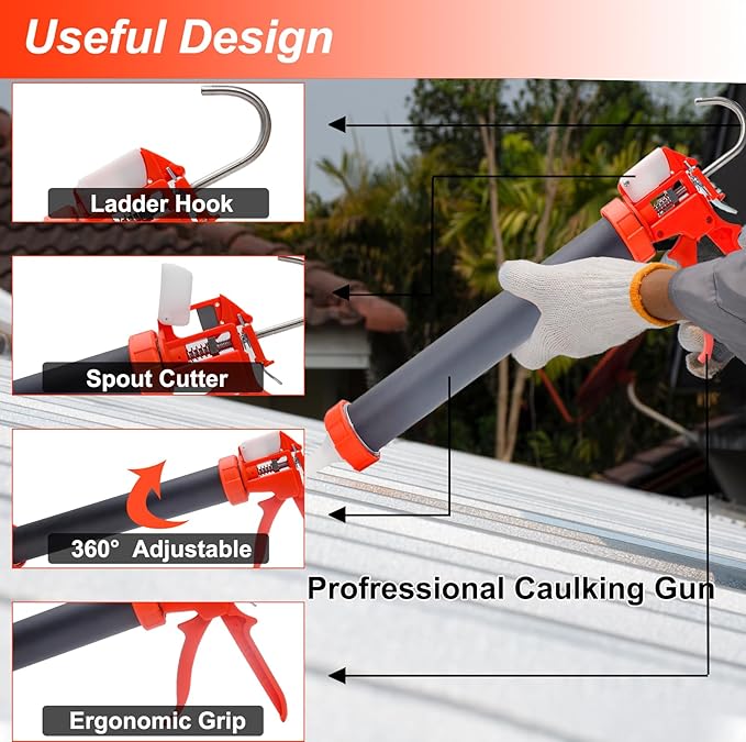 Sausage Caulking Gun Kit, 20 oz Sausage Foil Pack / 10 oz Cartridge Convertible - Image 4