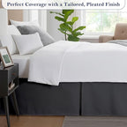 Twin Bed Skirt, Luxury 18 Inch Drop Dark Grey Pleated Bed Skirt, Double Brushed - Image 4