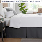 Twin Bed Skirt, Luxury 16 Inch Drop Dark Grey Pleated Bed Skirt, Double Brushed - Image 4