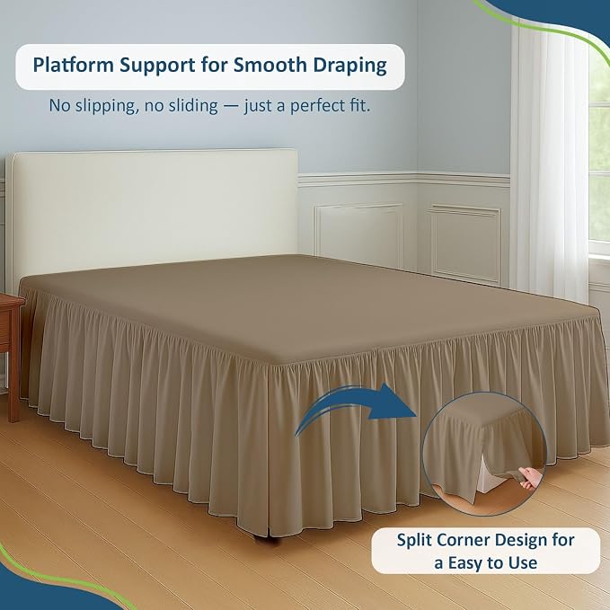 Rajlinen Ruffled Bed Skirt Twin, 24 Inch Drop Dust Ruffle - Image 5