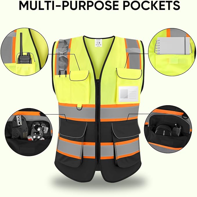 TICONN Reflective Safety Vest High Visibility Class II Mesh Vest - Image 4