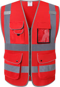 JKSafety 9 Pockets High Visibility Zipper Front Safety Vest by JKSafety