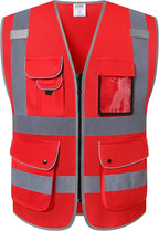 JKSafety 9 Pockets High Visibility Zipper Front Safety Vest by JKSafety