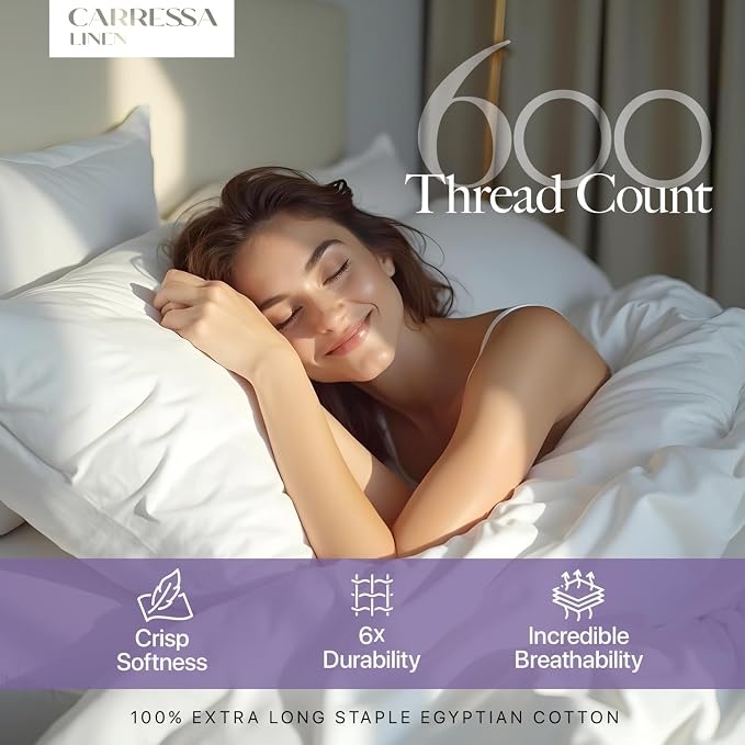 Carressa Linen 100% Egyptian Cotton King Size Sheets Set - Image 2