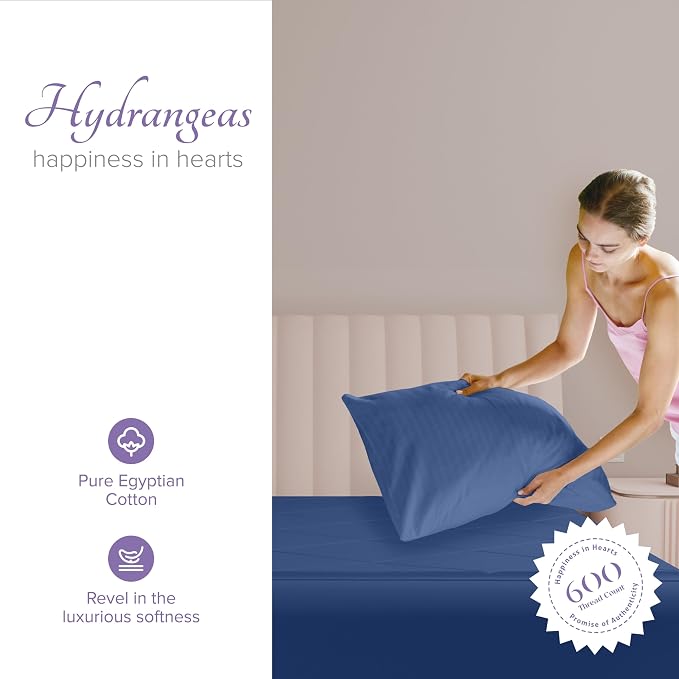 Carressa Linen 100% Egyptian Cotton Pillow Cases Queen Size Set of 2 - Image 2