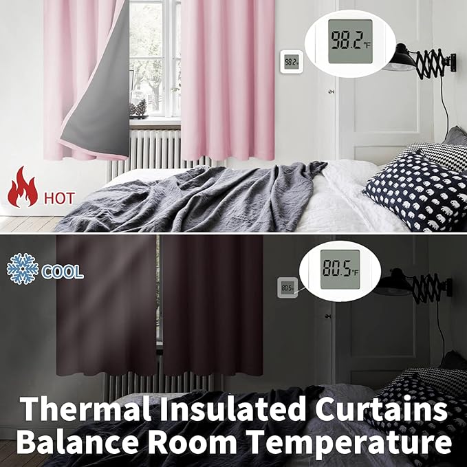 BGment Pink Blackout Curtains for Nursery, Short Kids Curtains Thermal - Image 4
