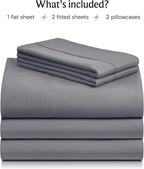 LuxClub 4 PC Extra Deep Pocket Split King Sheet Set, Wrinkle Free Cooling Bed - Image 2