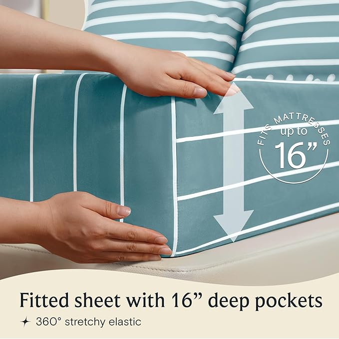 LuxClub 4 PC Queen Sheet Set, Deep Pockets Wrinkle Free Cooling Bed Sheets - Image 5