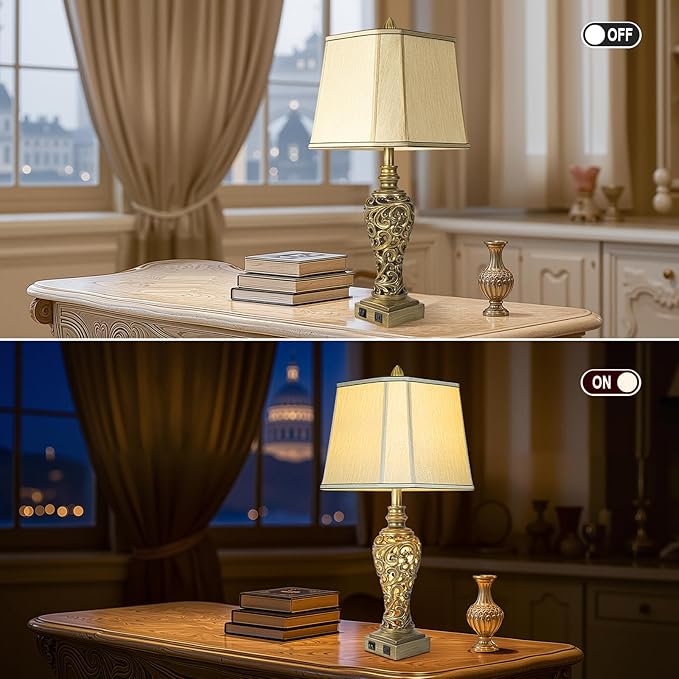 28.5'' Table Lamps Set of 2 for Living Room, Vintage Bedside Lamps - Image 6