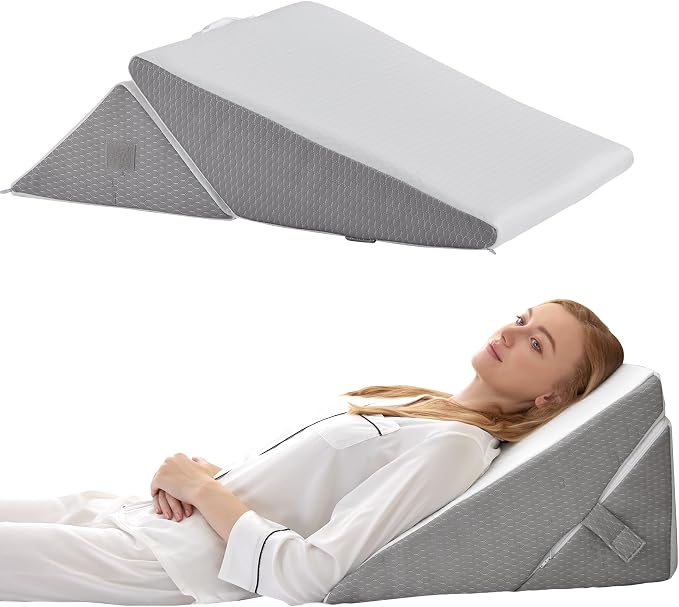 Bedluxe Wedge Pillow for Sleeping, Adjustable 9&12 Inch Foldable Bed Wedge by Bedluxe