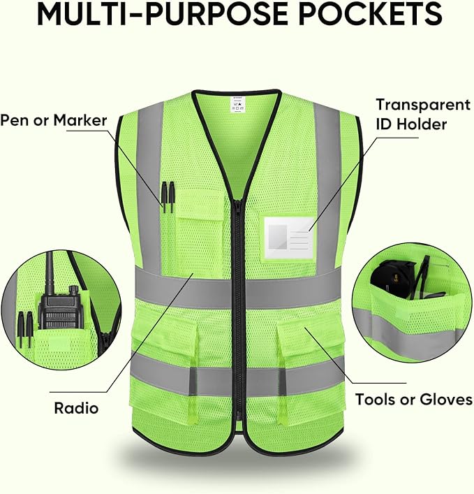 TICONN Reflective Safety Vest High Visibility Class II Mesh Vest - Image 4