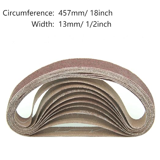 1/2 x 18 Inch Aluminum Oxide Sanding Belt, 6 of Each 80/120/150/240/400 - Image 2