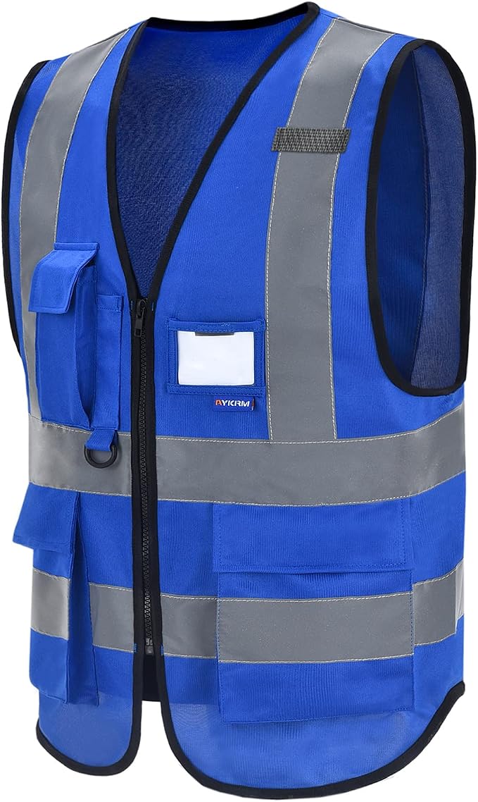 A-SAFETY Blue safety vests Reflective Safety Vest Hi Vis Bright Neon Color - Image 6