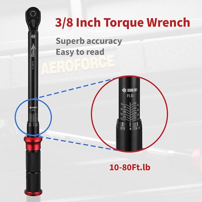 AEROFORCE 3/8-Inch Drive Torque Wrench（10-80 lb.ft / 13.6-108.8 Nm), 72 Tooth - Image 5