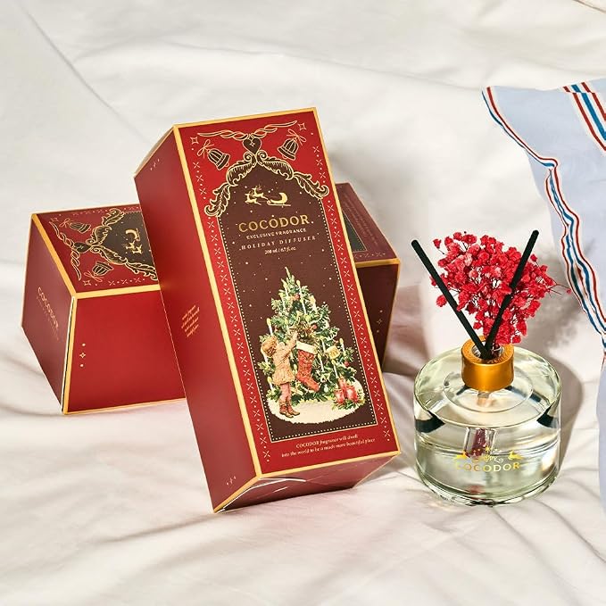 COCODOR Christmas Reed Diffuser Set / 6.7oz / Snow Fig/Holiday Scented Oil - Image 5