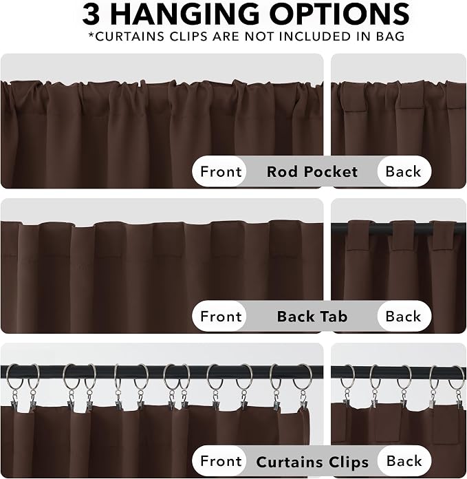 Deconovo Blackout Curtains, Thermal Insulated, W52 x L84 2 Panels, Back Tab - Image 2