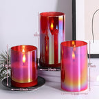 Eywamage Red Glass Flameless Pillar Candles - Image 2
