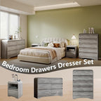 4 Pcs Bedroom Set, Dresser and Nightstand Sets, Modern Wooden Tall 6 Drawer - Image 8