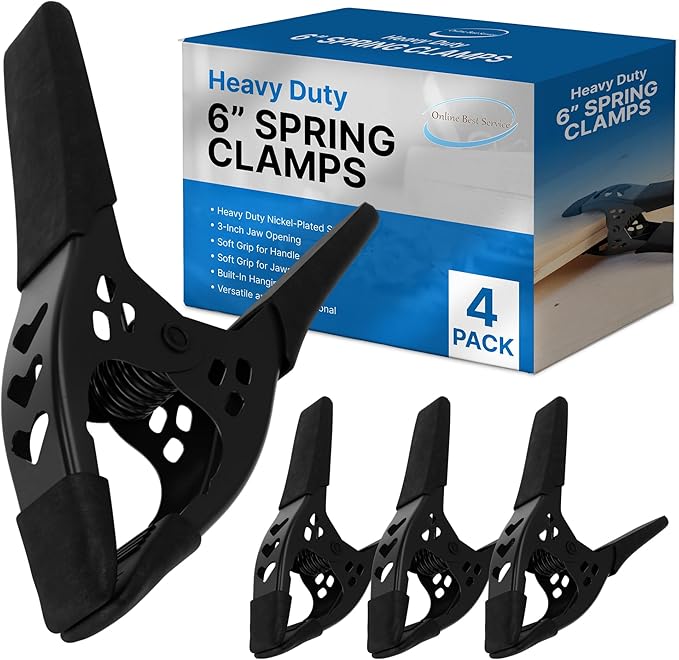 Lot of 4-6" inch Spring Clamp Large Super Heavy Duty Spring Metal All Black by FactorDuty