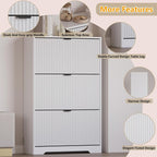 Entryway Shoe Cabinet with 3 Flip Drawers, Narrow Shoe Organizer Cabinet with - Image 4