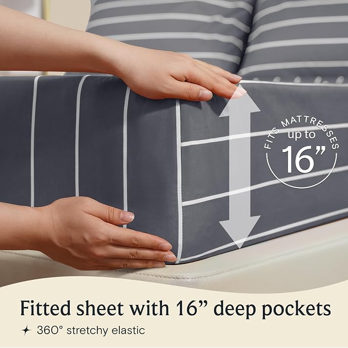 LuxClub 4 PC Full Sheet Set, Deep Pockets Wrinkle Free Cooling Bed Sheets Hotel - Image 5