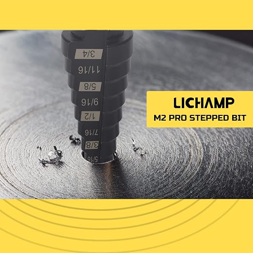 Lichamp Step Drill Bit Set for Metal Sheet Heavy Duty, 4-Piece Genuine M2 HSS - Image 2