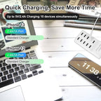 10-Port USB Charger Station, Smart Multiple Charging Block/USB Power Strip - Image 5