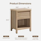 SICOTAS Fluted Nightstands Set of 2-19.6" Wide Wooden Night Stand - Image 2
