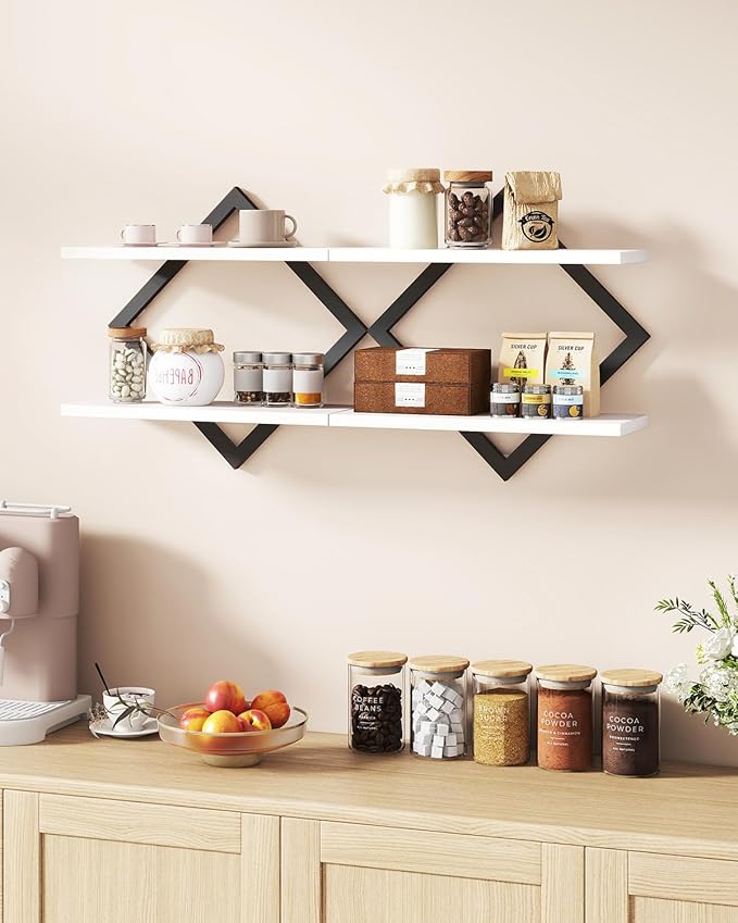 IBUYKE Floating Shelves, 15 Inch Wall Shelf Set of 2, Wall Mounted Shelves - Image 7