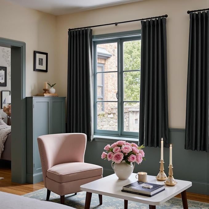 Lazzzy Velvet Blackout Curtains Thermal Insulated Room Window Drapes Super Soft - Image 7