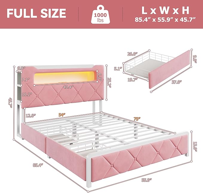 Full Upholstered LED Bed Frame - Image 2