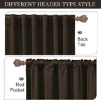 RYB HOME Brown Velvet Curtains 96 inches, Back Tab Soft Fabric Room Darkening - Image 2