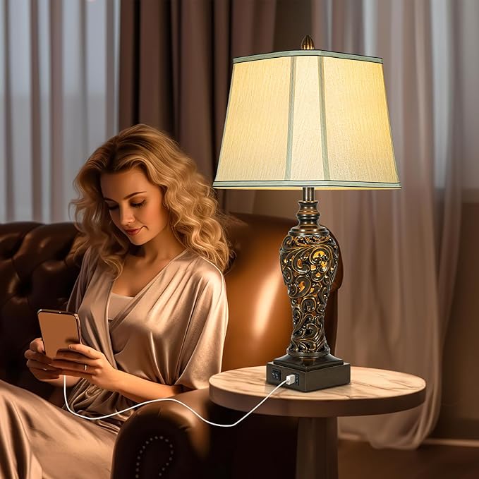 28.5" high Vintage Brown Table Lamps Set of 2 - Image 4
