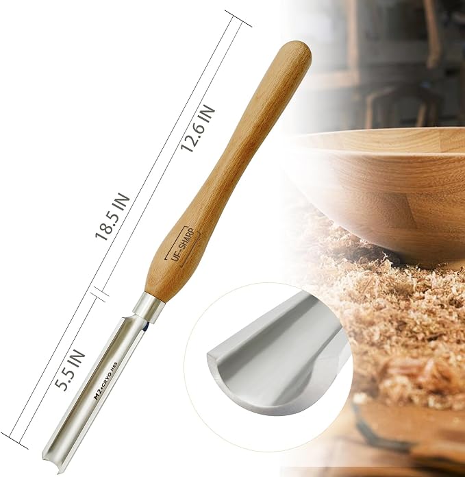 1 inch Spindle Roughing Gouge for Wood Lathe, M2 Cryo HSS Wood Turning Tools - Image 2