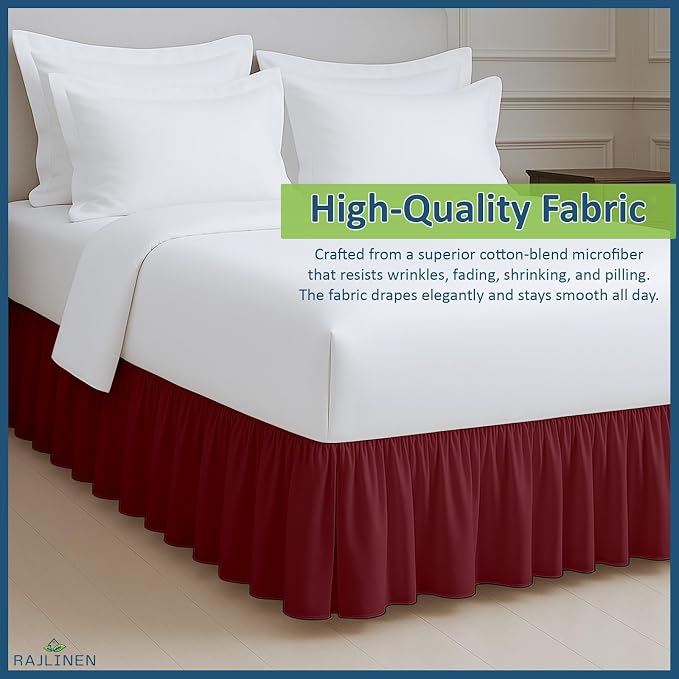 Rajlinen Ruffled Bed Skirt King, 14 Inch Drop Dust Ruffle - Image 4