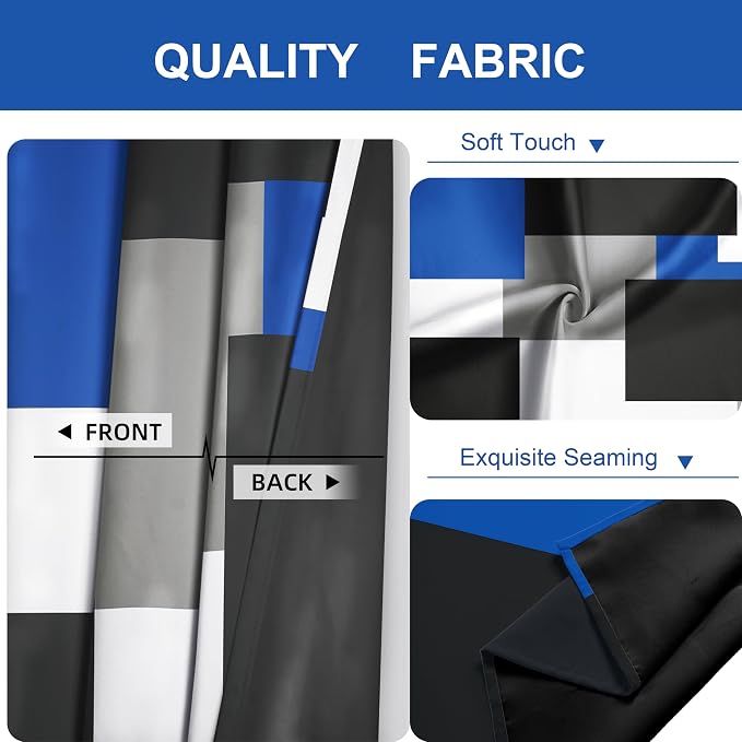Blue Gray 100% Blackout Curtains 45 inch Length 2 Panels Set White Grey Modern - Image 6