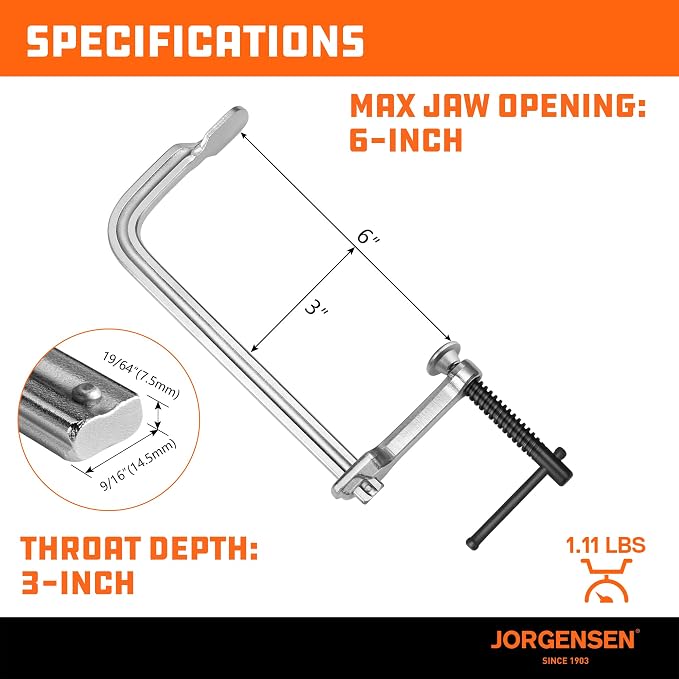 Jorgensen Bar Clamps, 6-Inch Heavy-duty Drop Forged Steel Bar Clamps - Image 7
