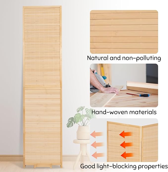Bamboo Room Divider Folding Privacy Screens, Wall Divider - Image 3