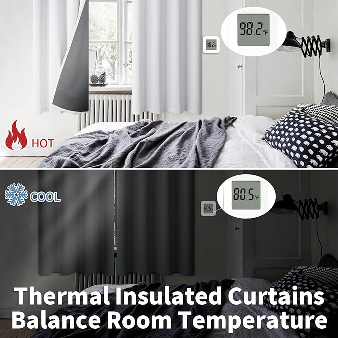 BGment Greyish White 100% Blackout Curtains - Image 4