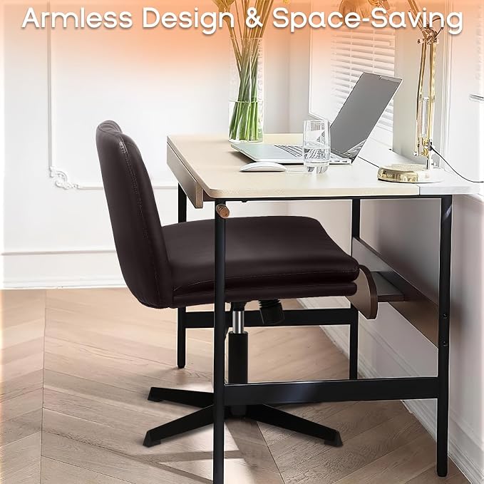 PUKAMI Criss Cross Legged Office Chair, Armless Office Desk Chair No Wheels - Image 6