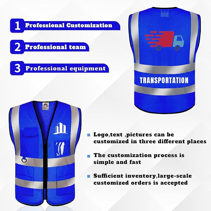 BeautyWill Custom Safety Vest Logo Class 2 High Visibility Reflevtive Vest - Image 2