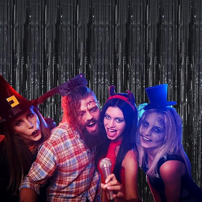 GOER 3.2 ft x 9.8 ft Metallic Tinsel Foil Fringe Curtains Party Photo Backdrop - Image 3