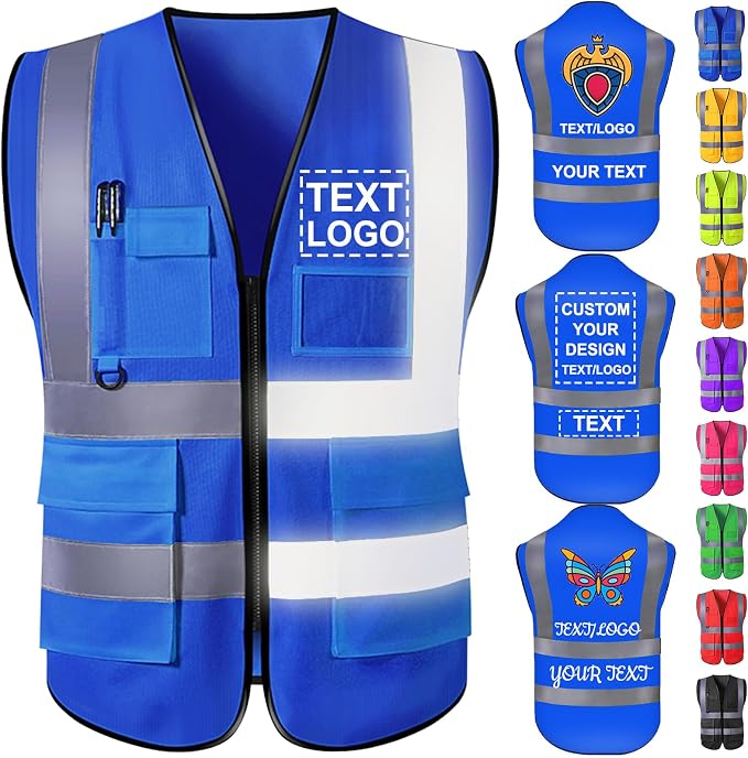 Custom Safety Vest with Logo for Men Women Personalized Class 2 High Visibility by Qingxily