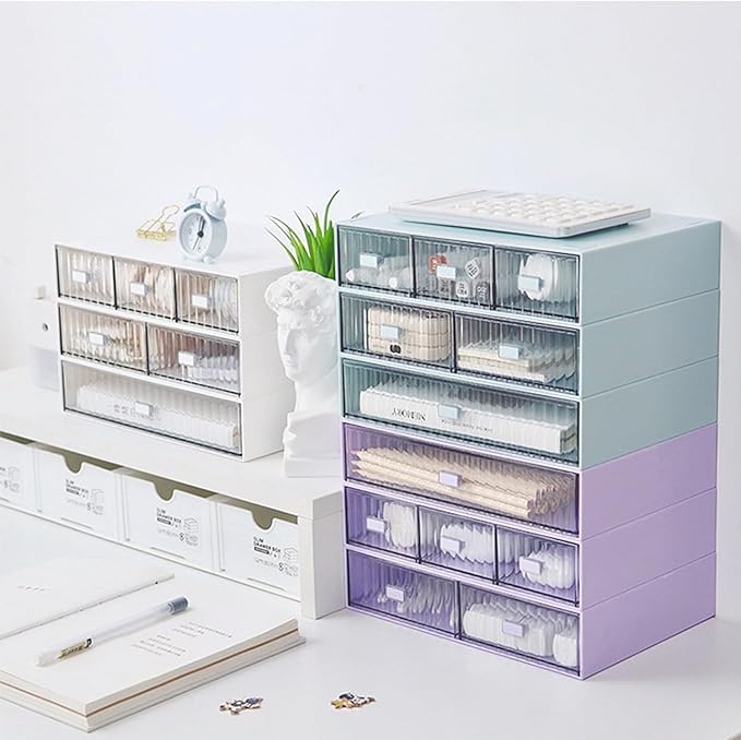 Stackable Office Supplies Desk Drawer Organizer, Plastic Storage Drawer - Image 2